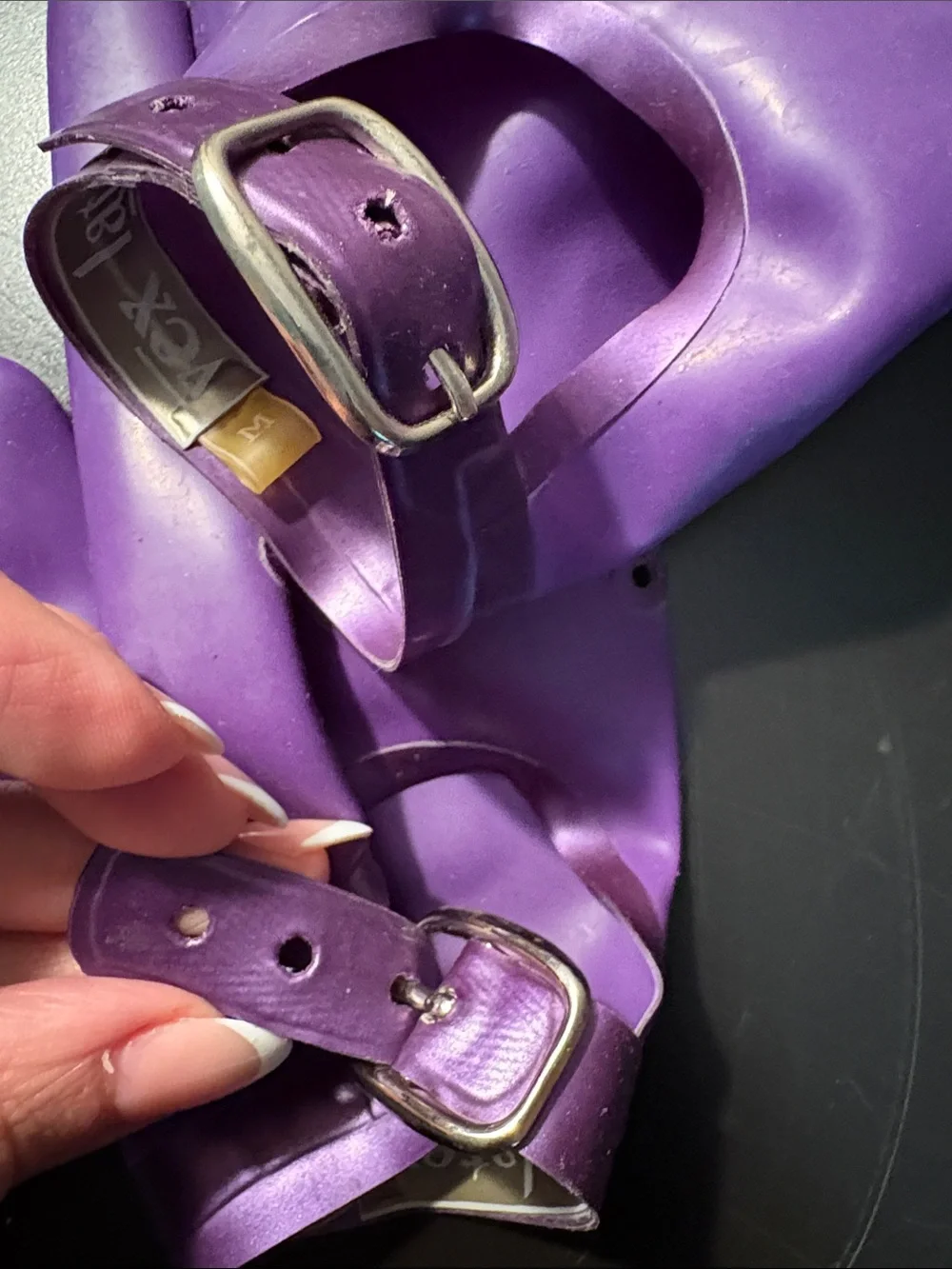 Purple Latex Moto Gloves with Adjustable Buckle Strap from VEX
